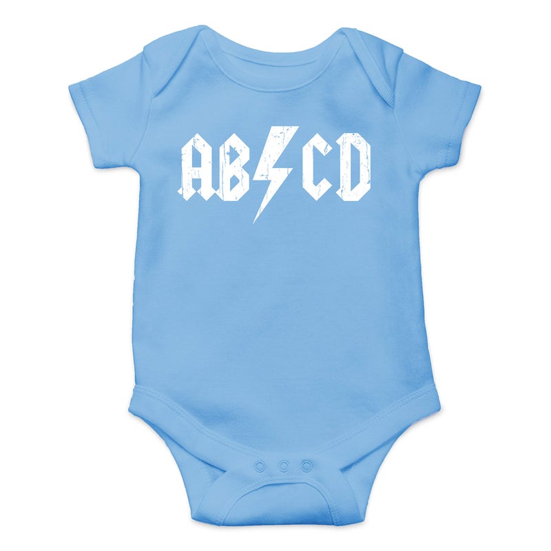Funnwear ABCD Alphabet Rock And Roll - Funny Baby Essentials Bodysuit - Baby Boy Clothes Newborn Outfits (Newborn, Light Blue) - Image 1